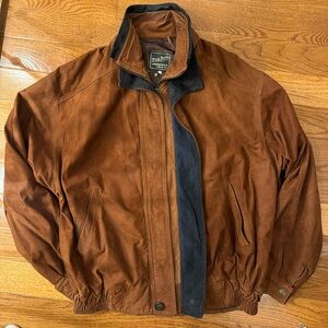 Italian Double Collar Leather-Suede Jacket Vera Pelle Made in Italy